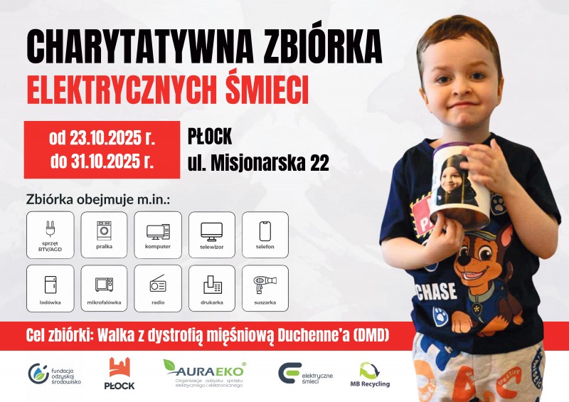 Płock pomaga Alanowi! Charytatywna zbiórka elektrycznych śmieci na rzecz walki z chorobą